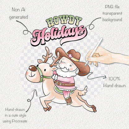 Howdy Christmas Clipart , PNG file - 300 dpi