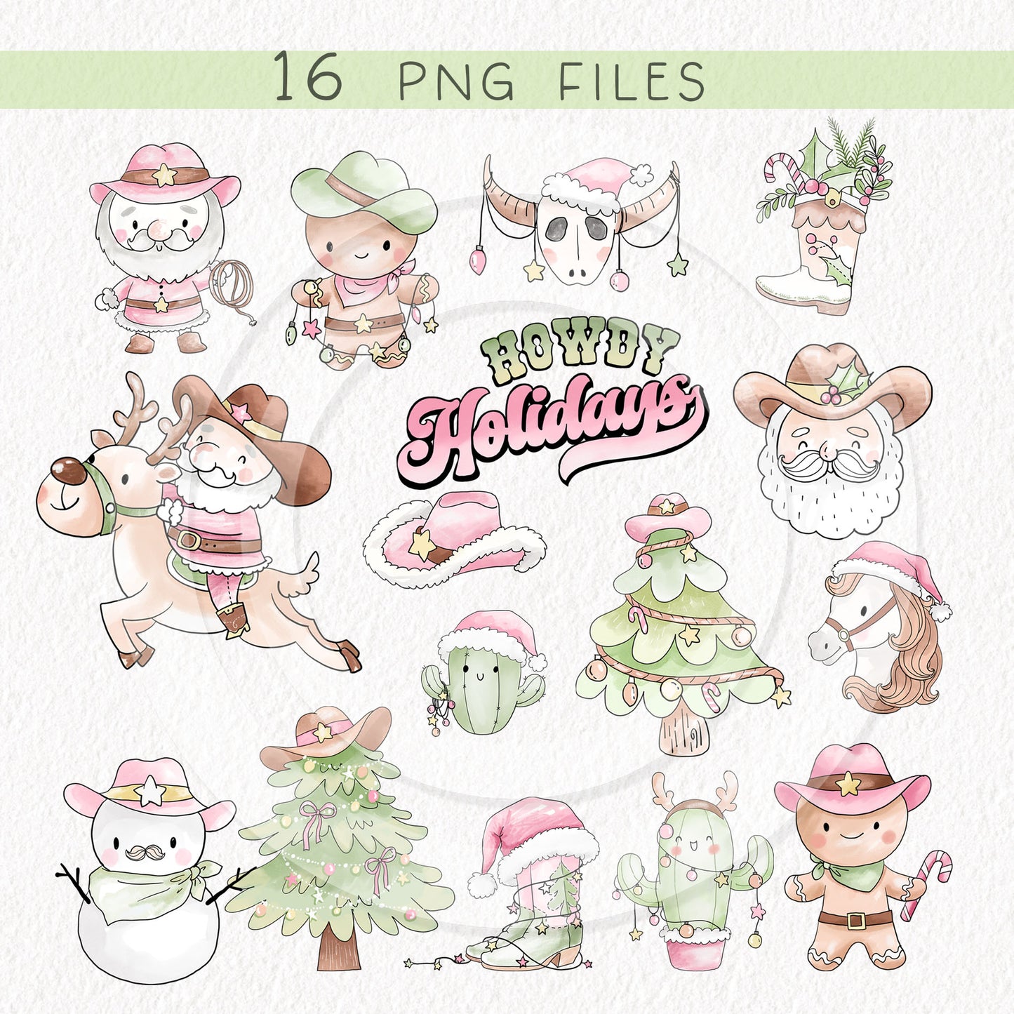 Howdy Christmas Clipart , PNG file - 300 dpi