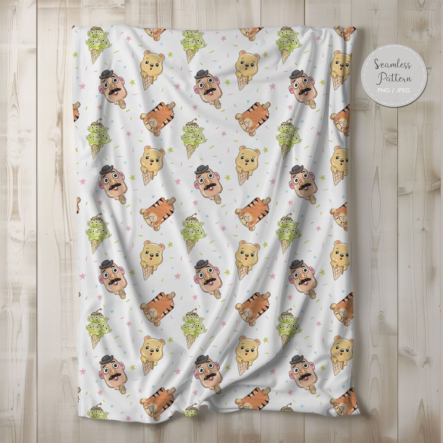 Summer ice cream Seamless Pattern B, instant download PNG , JPEG file - 300 dpi