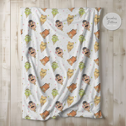 Summer ice cream Seamless Pattern B, instant download PNG , JPEG file - 300 dpi