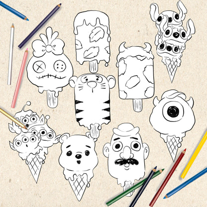 Cute Characters Ice Cream Clipart , PNG file - 300 dpi