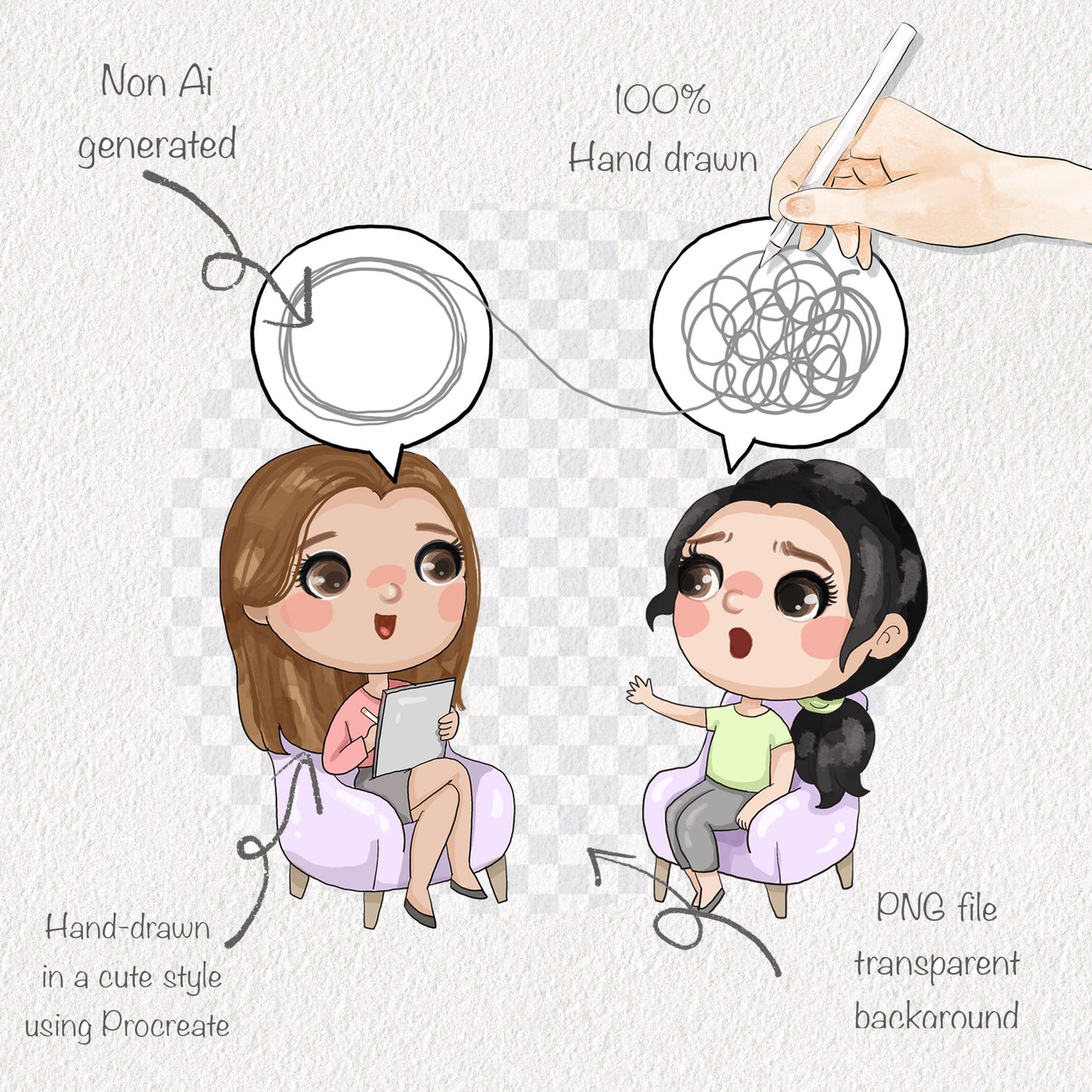 Therapist girl Clipart , This is fine clipart, instant download PNG file - 300 dpi