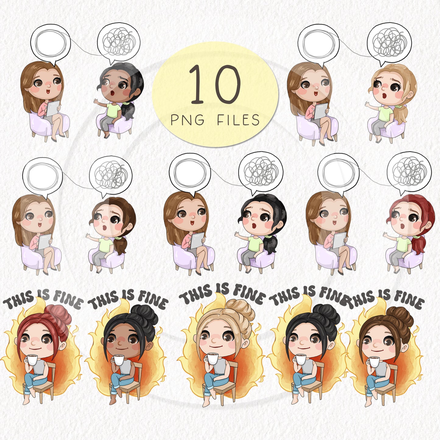 Therapist girl Clipart , This is fine clipart, instant download PNG file - 300 dpi