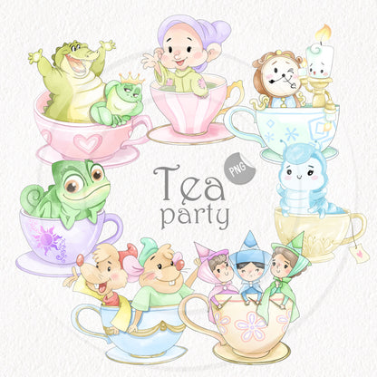 Cute Animals in cup clipart PNG files