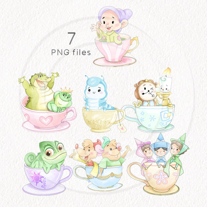 Cute Animals in cup clipart PNG files