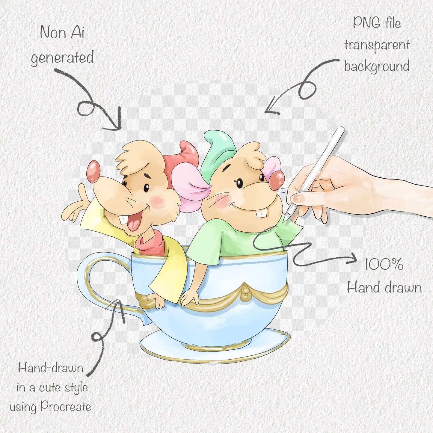 Cute Animals in cup clipart PNG files