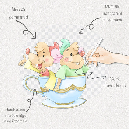 Cute Animals in cup clipart PNG files