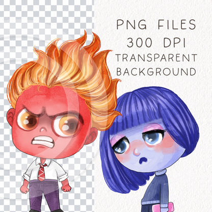 Emotions from inside out clipart,  instant download PNG file - 300 dpi