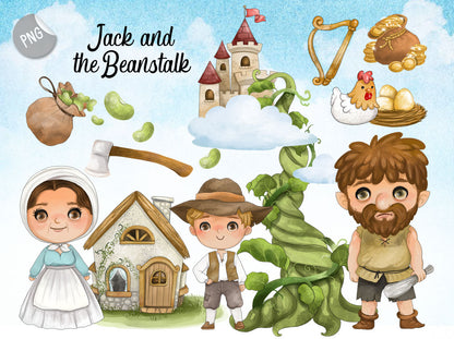 jack and beanstalk clipart set instant download PNG file