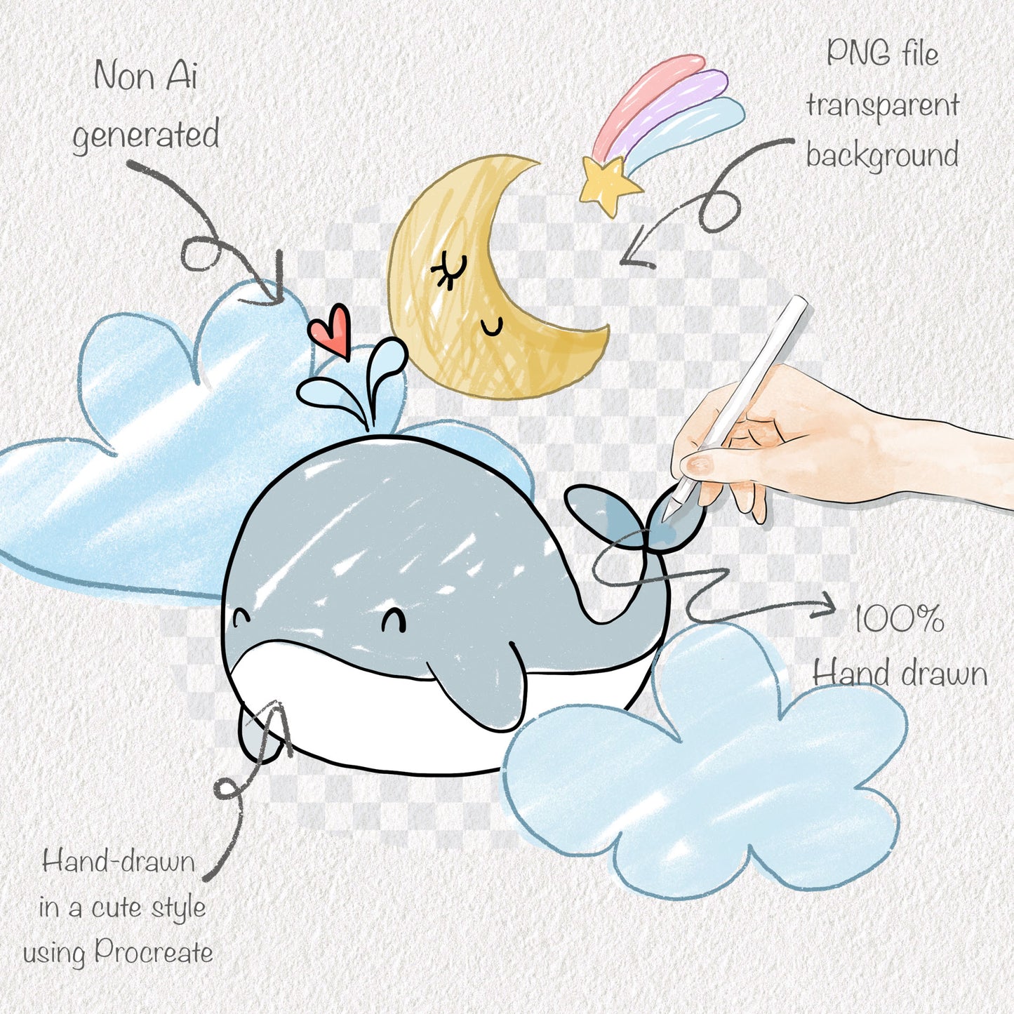 Kids Hand Drawn ,doodle clipart, instant download PNG file - 300 dpi