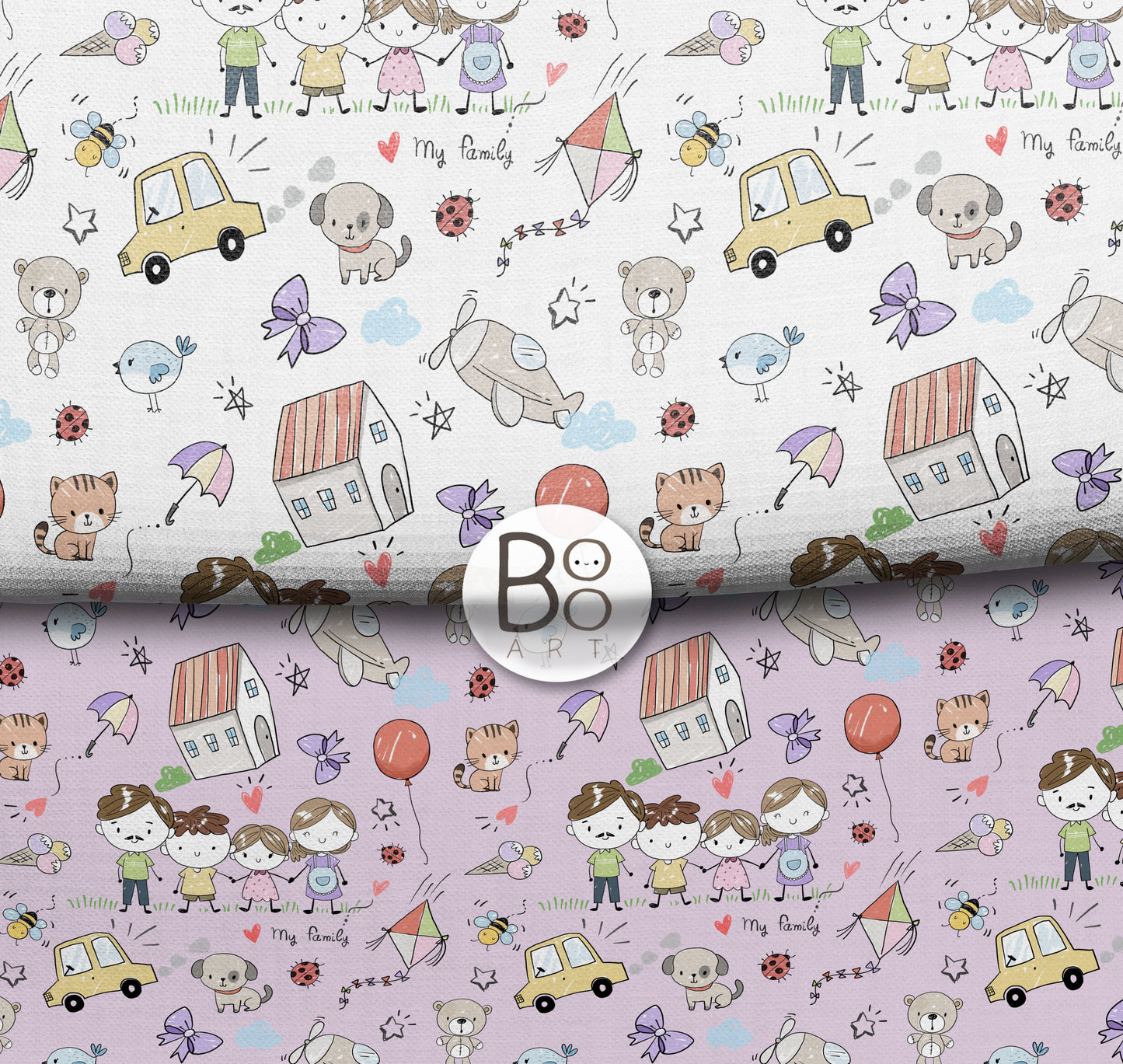 Doodle kids hand drawn Seamless Pattern, instant download PNG file - 300 dpi
