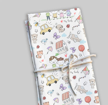 Doodle kids hand drawn Seamless Pattern, instant download PNG file - 300 dpi