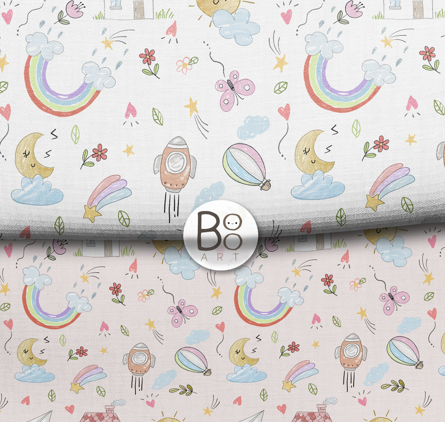 Kids doodle Seamless Pattern, instant download PNG file - 300 dpi