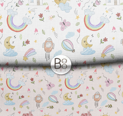 Kids doodle Seamless Pattern, instant download PNG file - 300 dpi