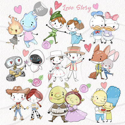 lover story clipart instant download PNG file - 300 dpi