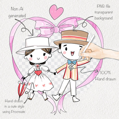 lover story clipart instant download PNG file - 300 dpi