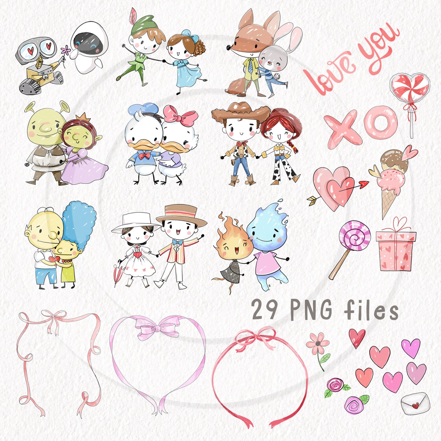 lover story clipart instant download PNG file - 300 dpi