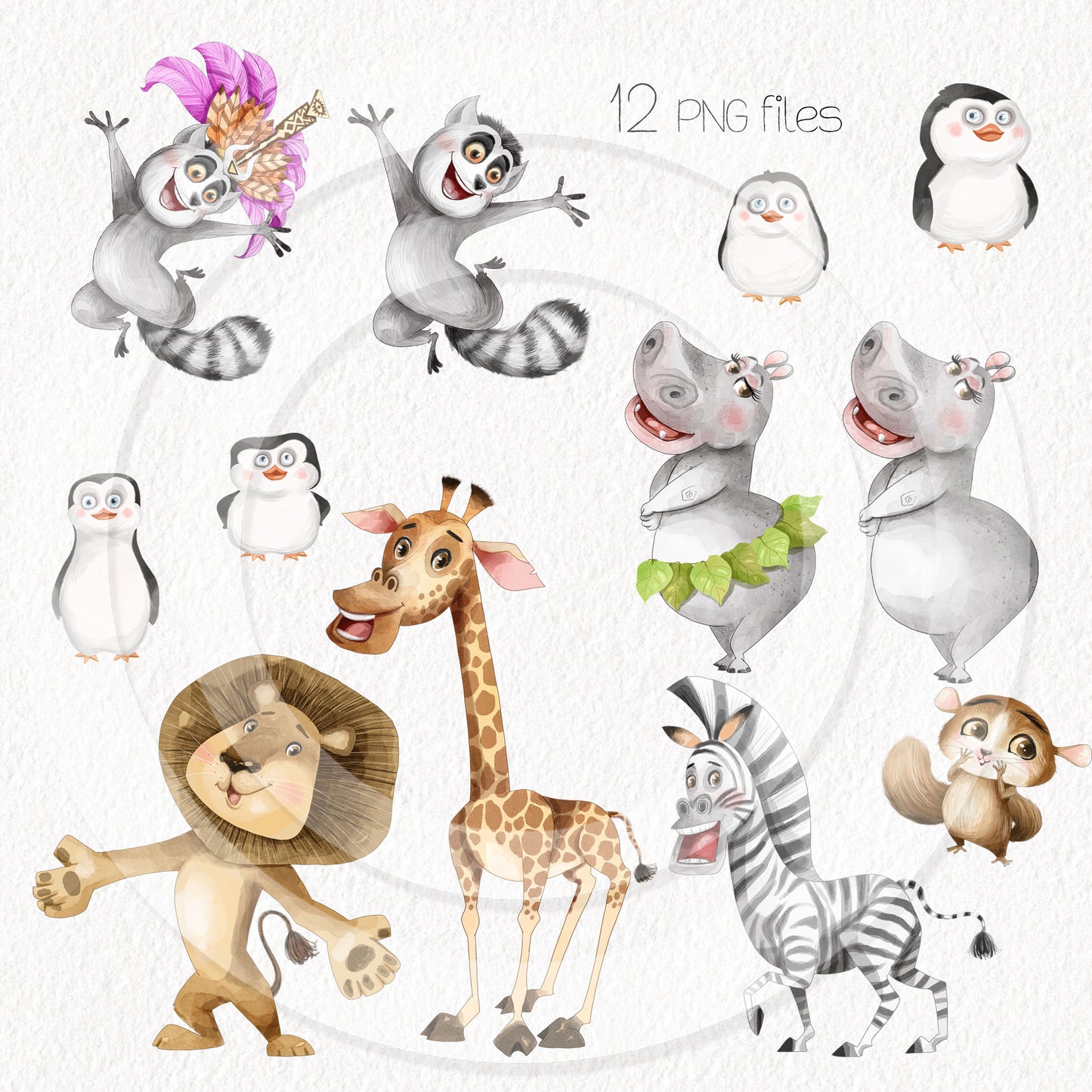 Madagascar Animals clipart , Hand drawn clipart, Instant Download PNG file - 300 dpi