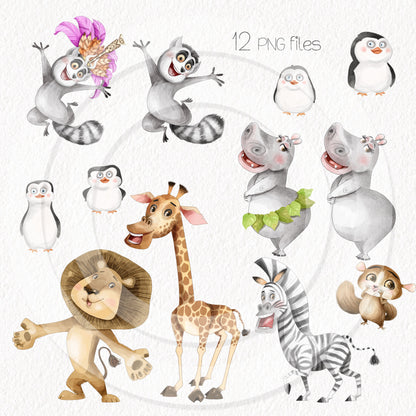 Madagascar Animals clipart , Hand drawn clipart, Instant Download PNG file - 300 dpi