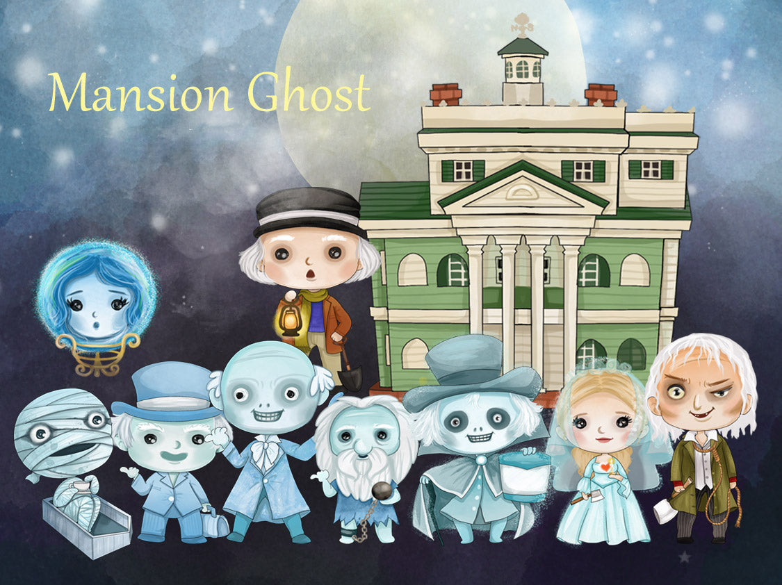 Mansion Ghost inspiration clipart PNG files instant download PNG file - 300 dpi.