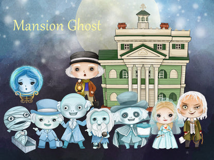 Mansion Ghost inspiration clipart PNG files instant download PNG file - 300 dpi.