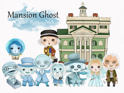 Mansion Ghost inspiration clipart PNG files instant download PNG file - 300 dpi.