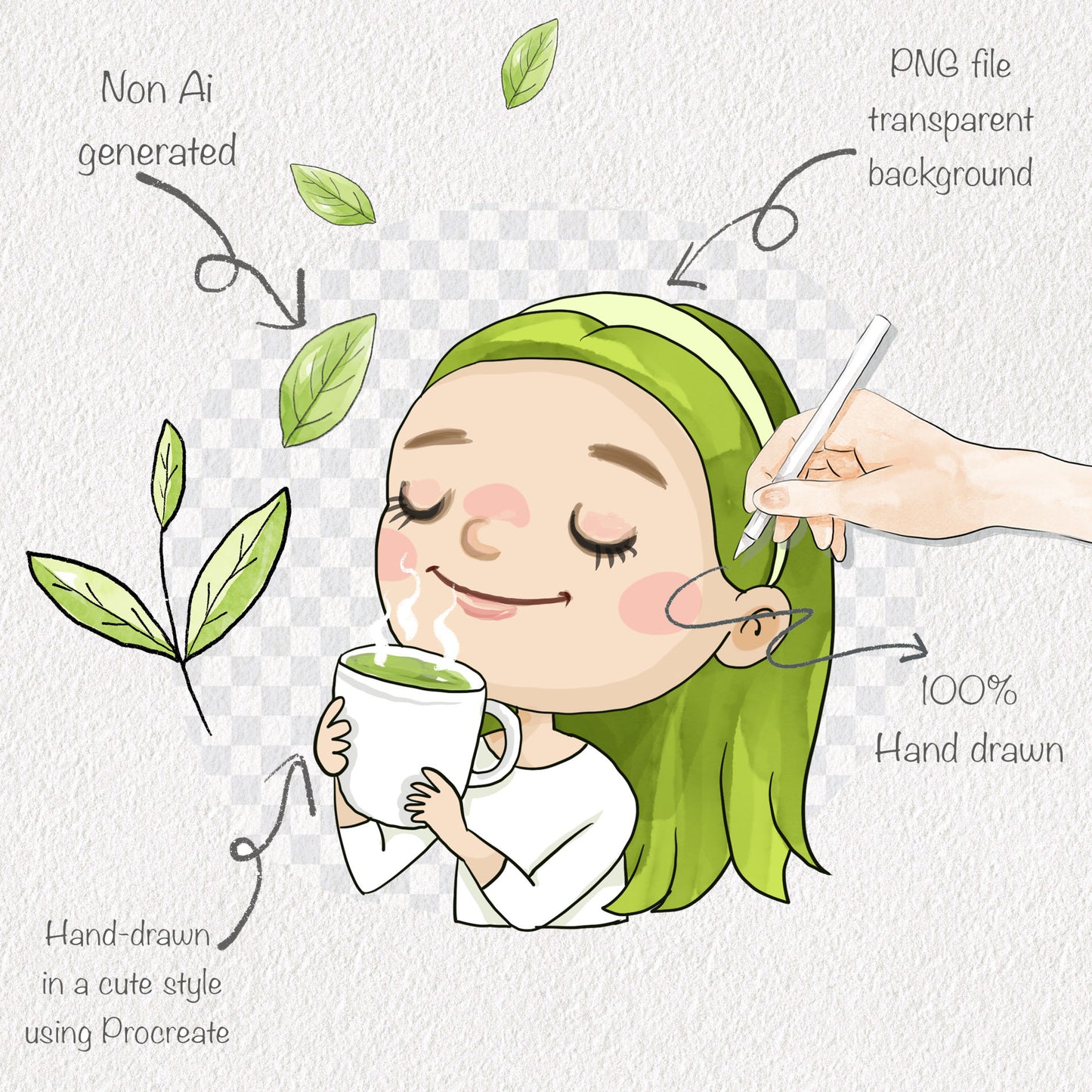 Matcha green tea Clipart , green tea clipart, instant download PNG file - 300 dpi