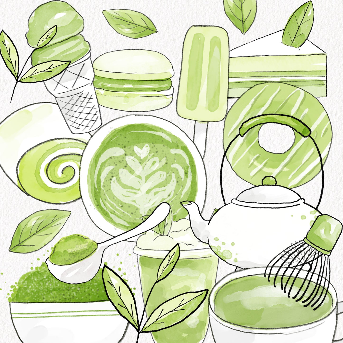Matcha green tea Clipart , green tea clipart, instant download PNG file - 300 dpi