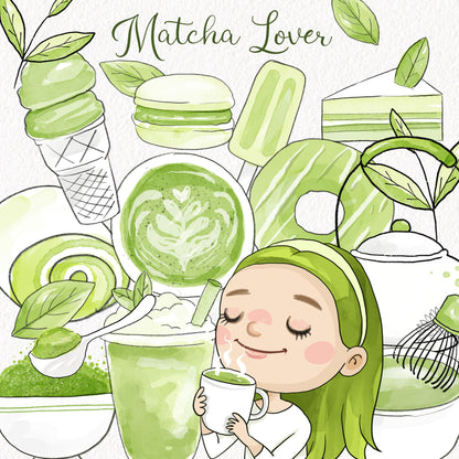 Matcha green tea Clipart , green tea clipart, instant download PNG file - 300 dpi