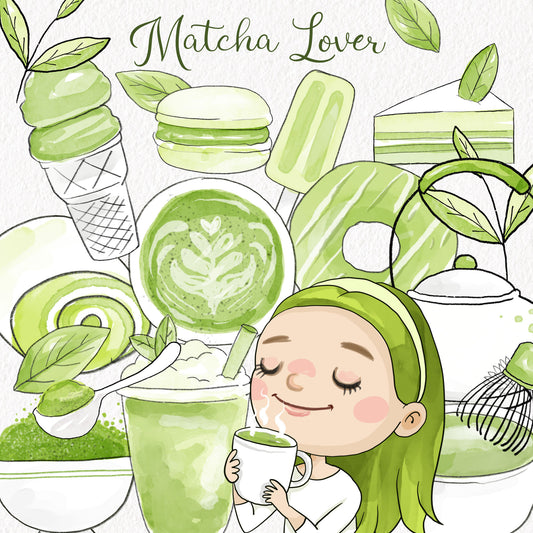 Matcha green tea Clipart , green tea clipart, instant download PNG file - 300 dpi