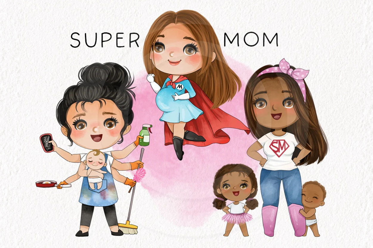 Super mom , Mother day clipart instant download PNG file - 300 dpi