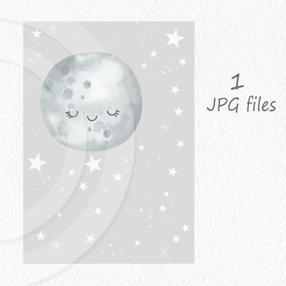 Moon Clipart | hand drawn clipart, PNG files 300 dpi.