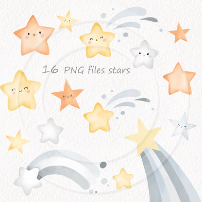 Moon Clipart | hand drawn clipart, PNG files 300 dpi.