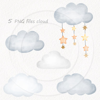 Moon Clipart | hand drawn clipart, PNG files 300 dpi.