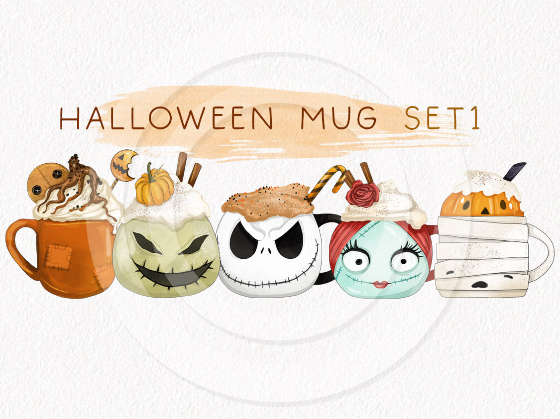 Halloween Mug ,Fall Halloween clipart set1 instant download PNG file - 300 dpi