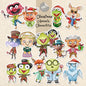 Christmas Animals Characters clipart PNG files.