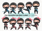 Cute Ninja boys and girls Clip Art Instant Download PNG file - 300 dpi