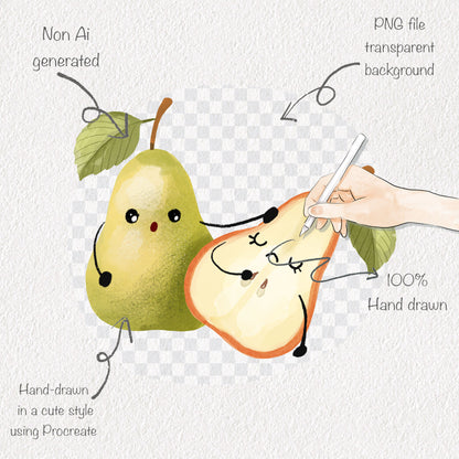 Pear fruit Life Cycle Clip Art ,PNG files 300 dpi.