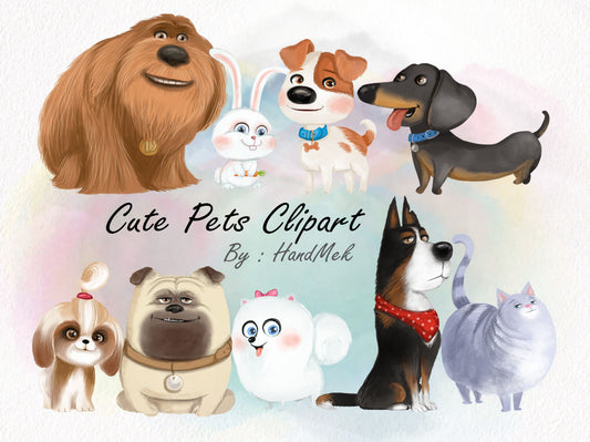 Cute pets clipart  Instant Download PNG file - 300 dpi