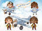 Pilot boys , Aviator Clipart instant download PNG file - 300 dpi