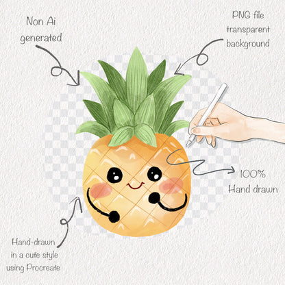 pineapple fruit Life Cycle Clip Art ,PNG files 300 dpi.