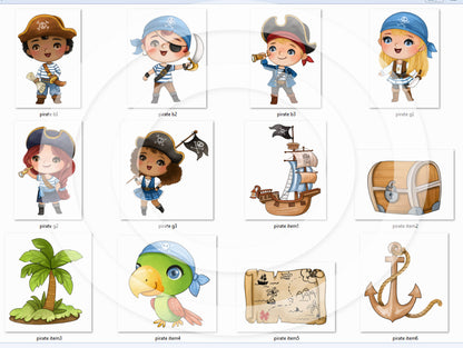 Cute Pirate clipart instant download PNG file - 300 dpi