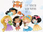 Cute princess with animals ClipArt set 2 instant download PNG file - 300 dpi