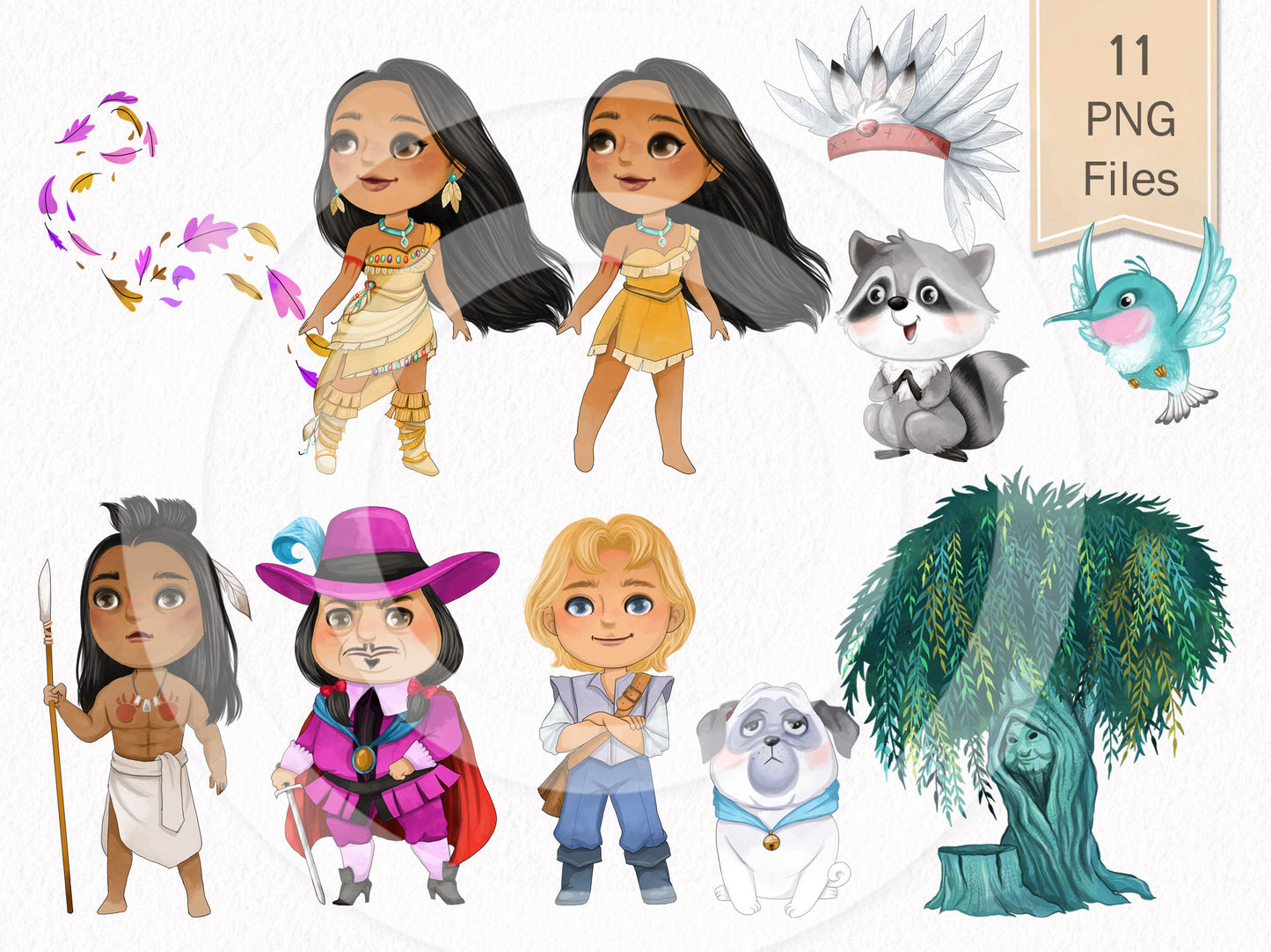 Native Princess inspiration clipart PNG files instant download PNG file - 300 dpi.