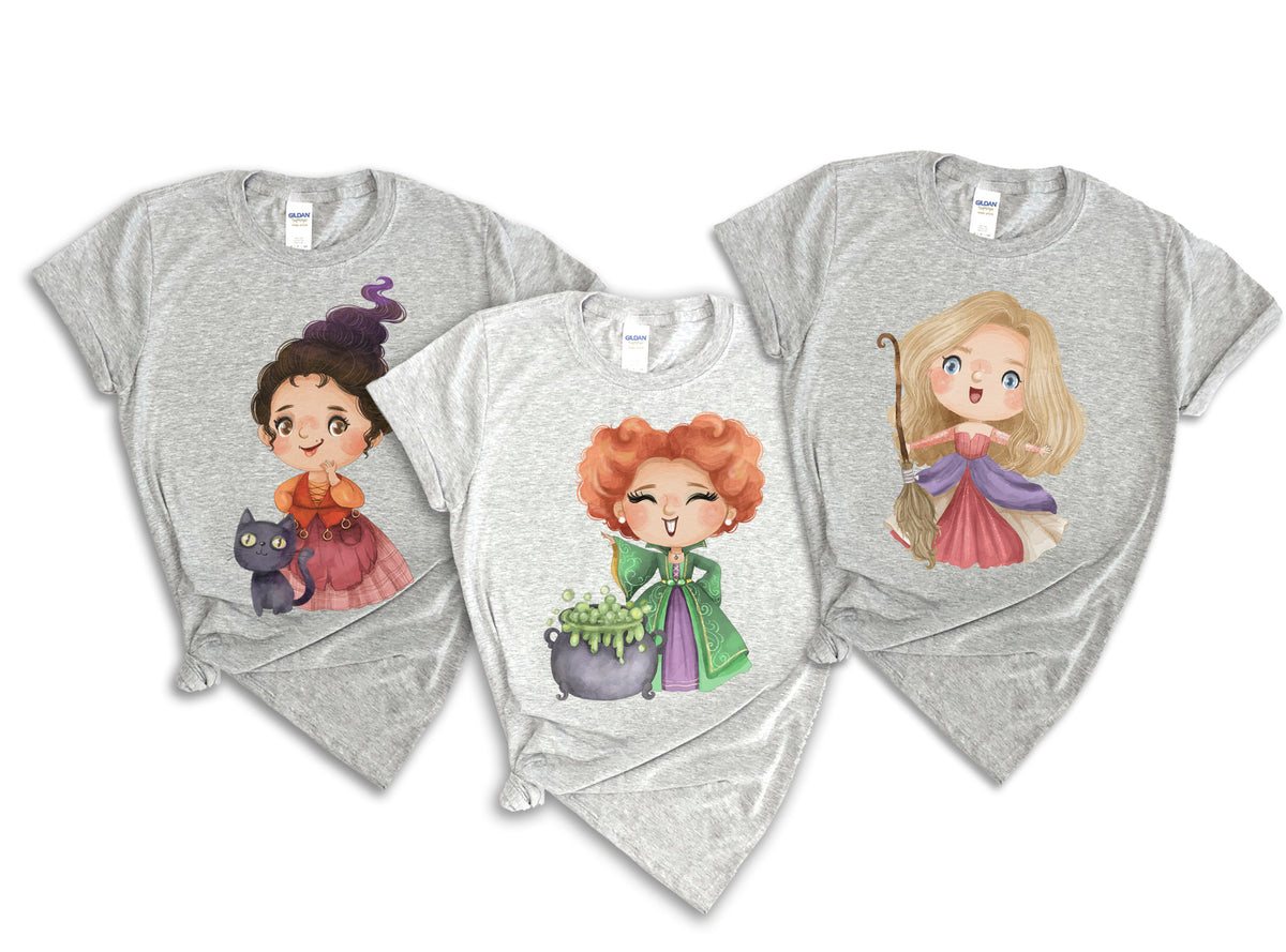 Witch girls family, Halloween Girls clipart  instant download PNG file - 300 dpi