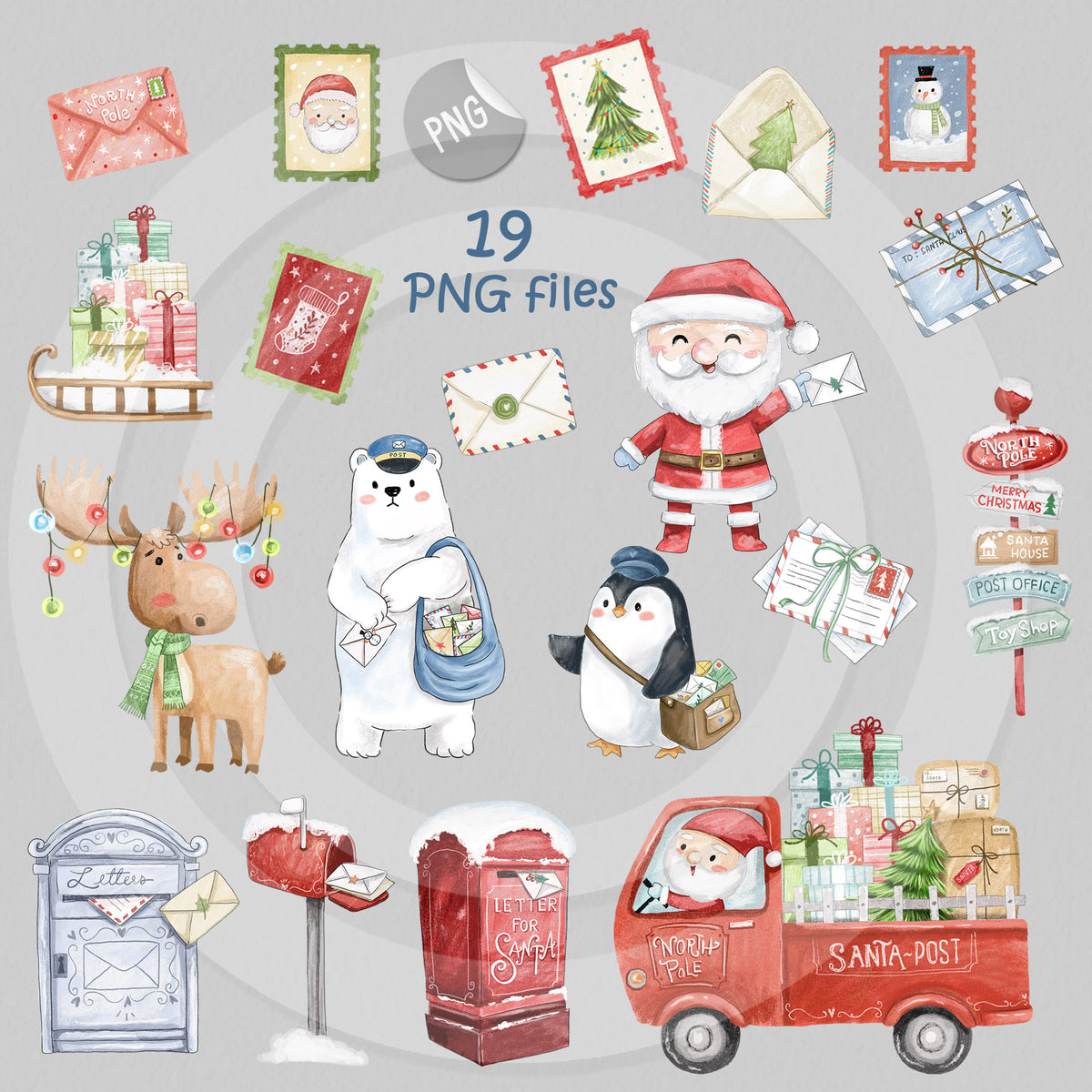Christmas North Pole clipart PNG files.