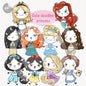 Princess doodle Hand Drawn clipart instant download PNG file - 300 dpi