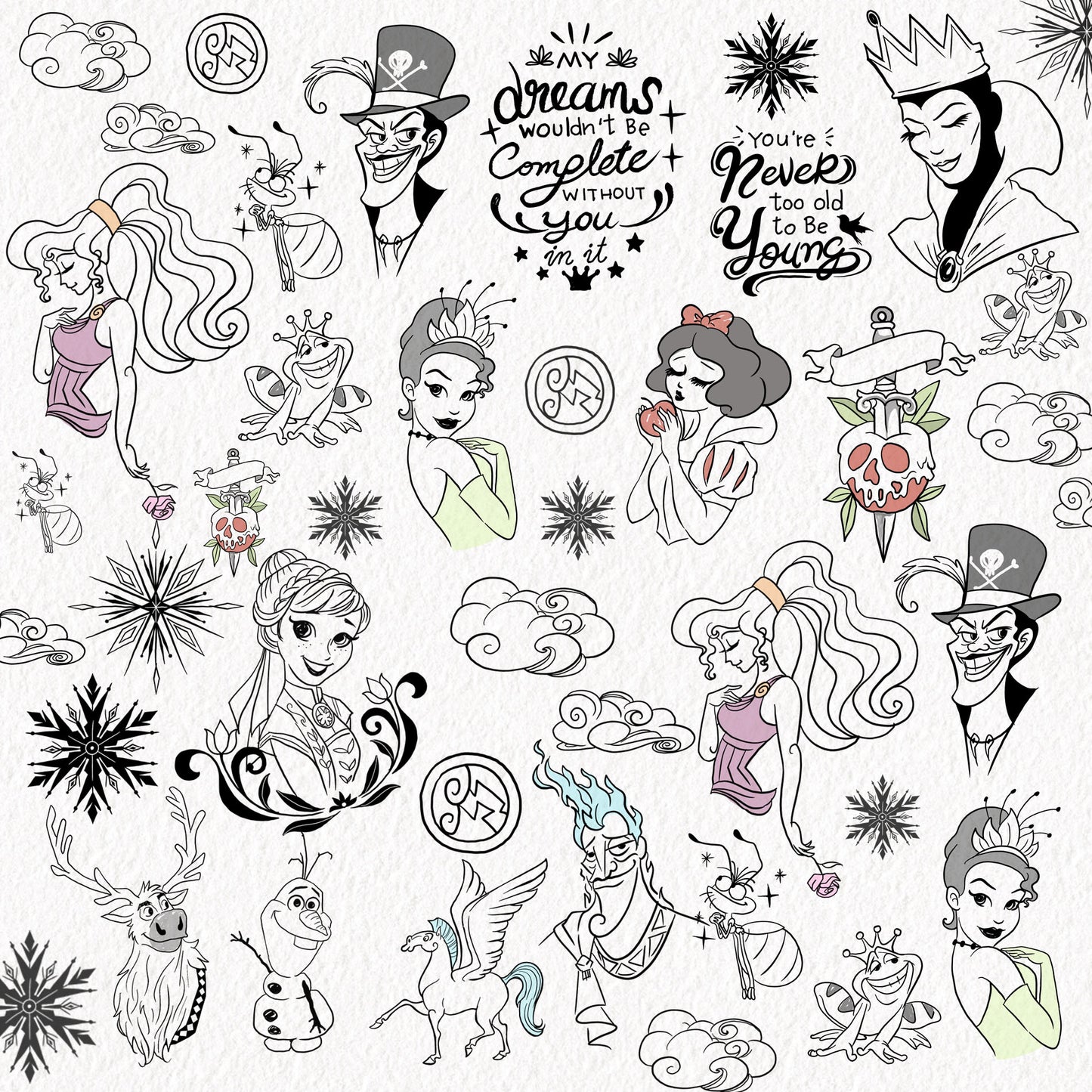 Tattoo man clipart set2 instant download PNG file - 300 dpi