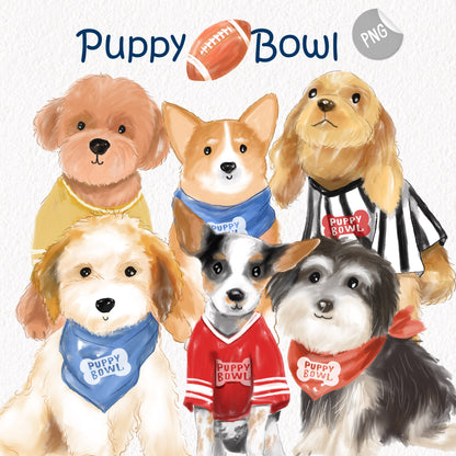 puppy bowl, dog football clipart, instant download PNG file - 300 dpi