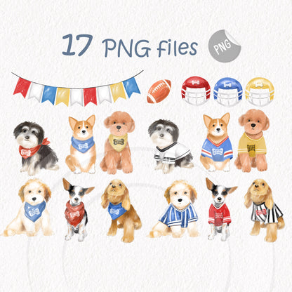 puppy bowl, dog football clipart, instant download PNG file - 300 dpi